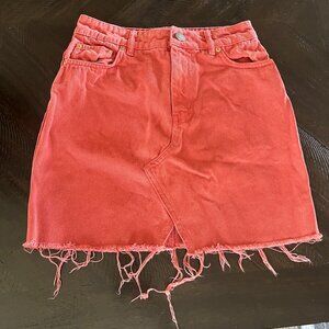 ASOS Frayed Coral Red Denim Skirt – UK 8 (US 4/Small)